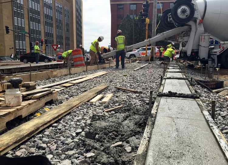 Image of Construction on the Jackson Street segment of the Capital City Bikeway in Saint Paul, MN