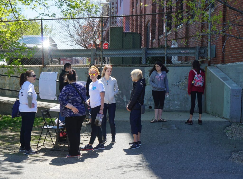 Toole Design staff members conduct outreach along the East Boston Greenway, in support of their award-winning concept design