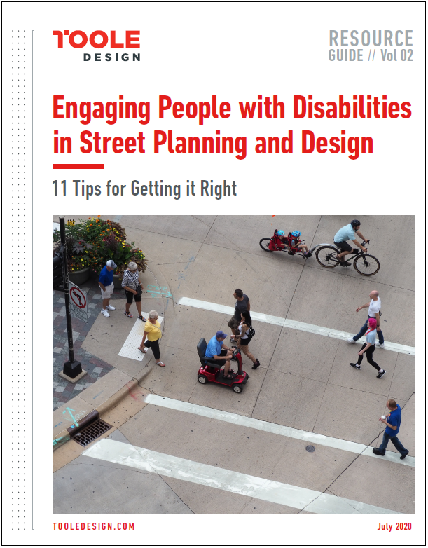 Cover of Toole Design's "Engaging People with Disabilities in Street Planning and Design" resource guide.