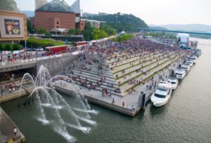 chattanooga waterfront after highway removal teeming with people