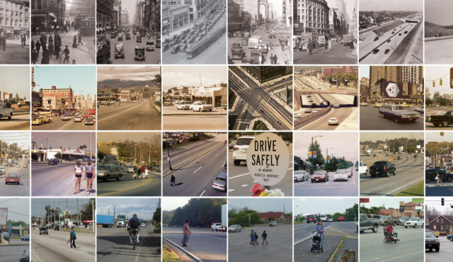Images showing a variety of streets from the early 1900s to now