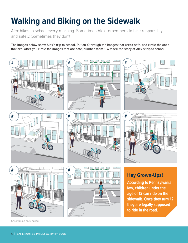 An Activity Book resource that teaches younger students the safest way to walk and bike on the sidewalk.