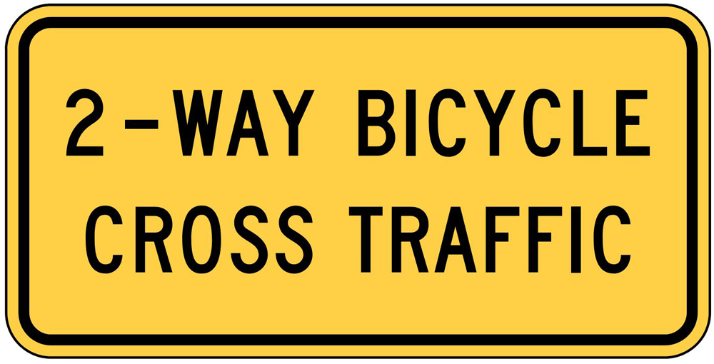 2-way bicycle cross traffic sign from the 11th edition of the MUTCD