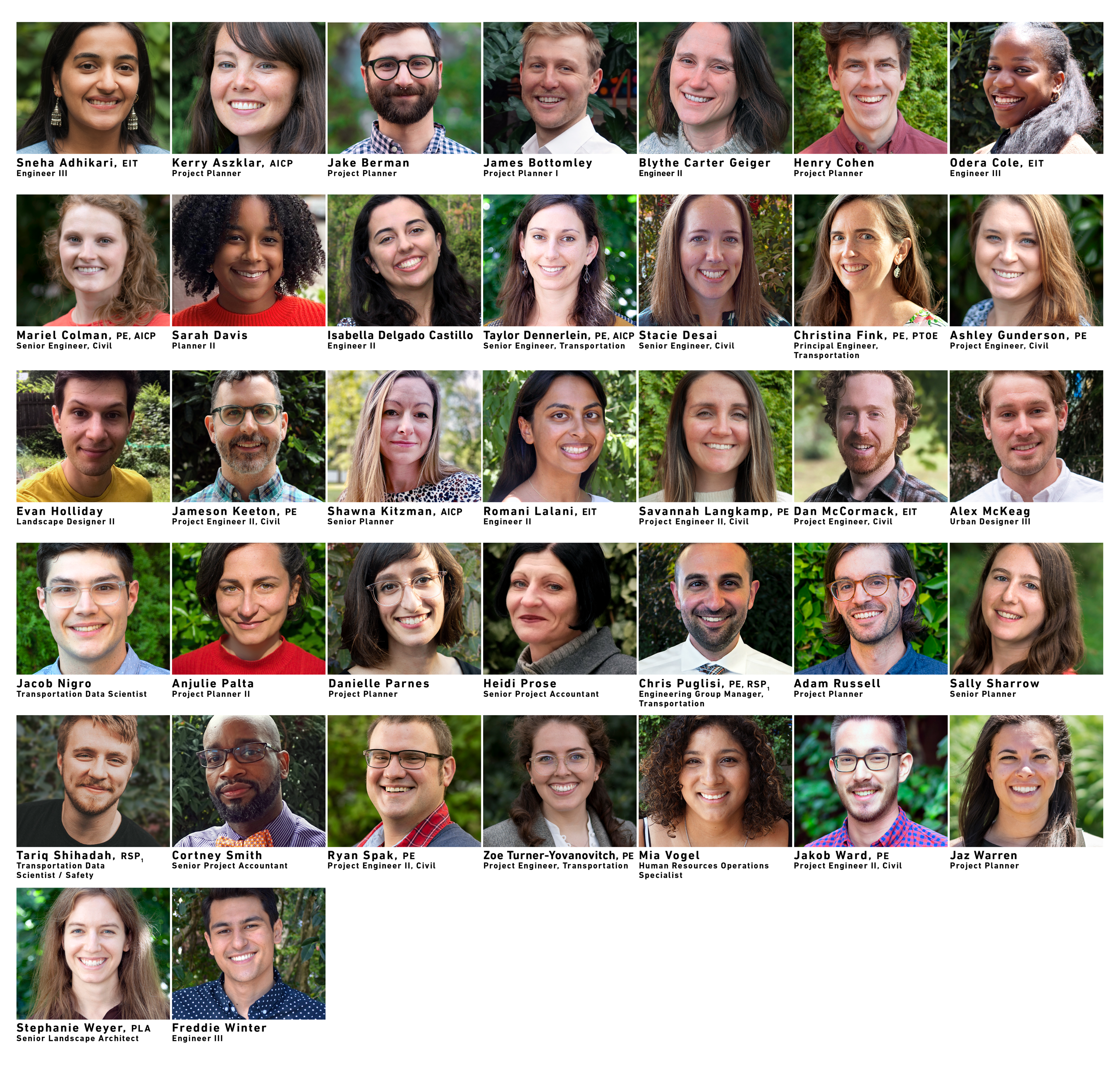 Grid of recently promoted staff headshots with names and position titles