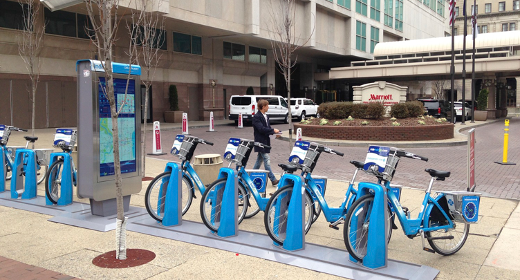 An Indego bike share station located in Philadelphia, PA.