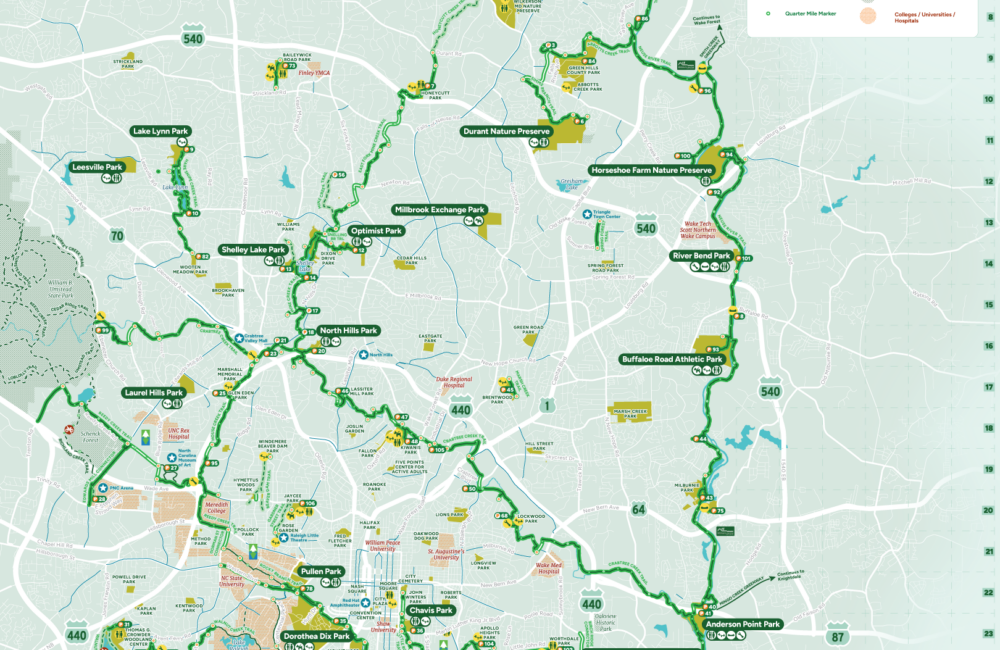 Raleigh 39 s Capital Area Greenway - Raleigh Greenway Map 20240919 Scaled 1000x650 