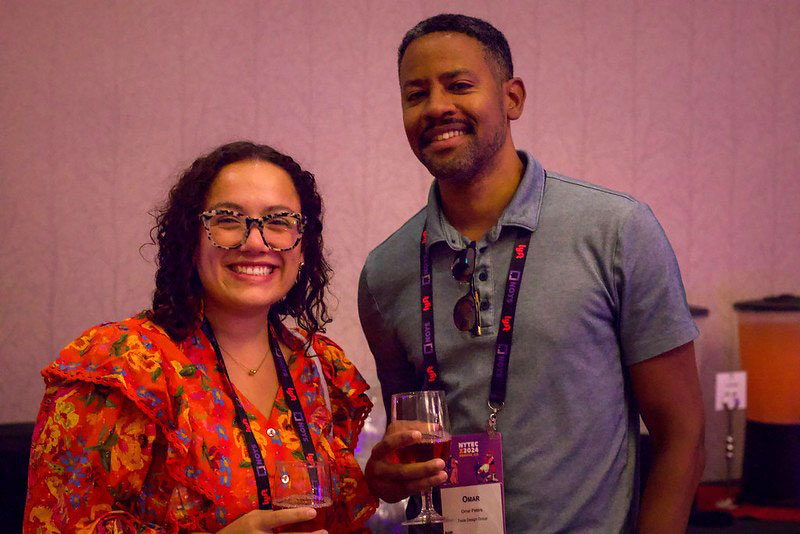 Mara Benitez and Omar Peters at the NYTECx2024 Welcome Reception, sponsored by Toole Design.