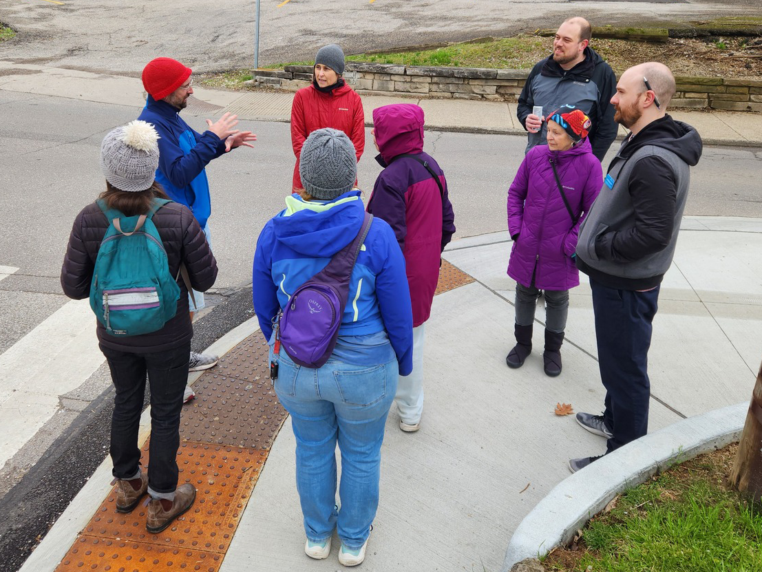 A group of people from the Bloomington SS4A steering committee on a walking tour