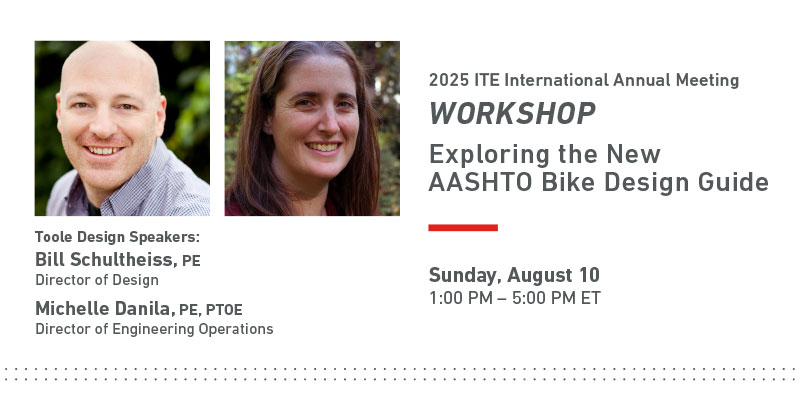 Graphic with details of the ITE workshop session on the AASHTO Bike Guide