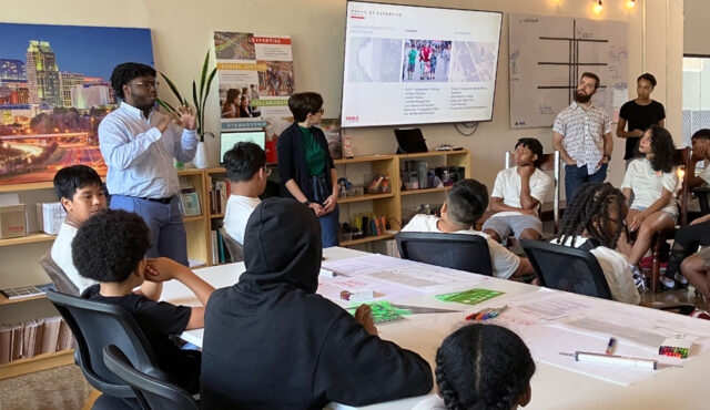 KeyShawn Phillips presents to students about Toole Design's work.