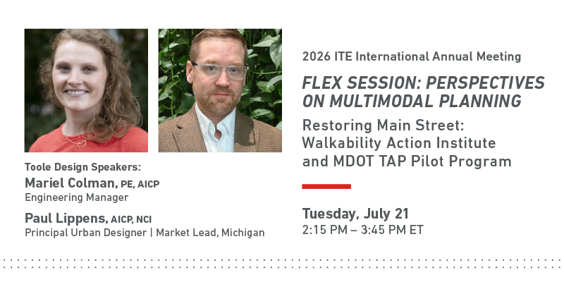 Graphic with details of the ITE session on multimodal planning